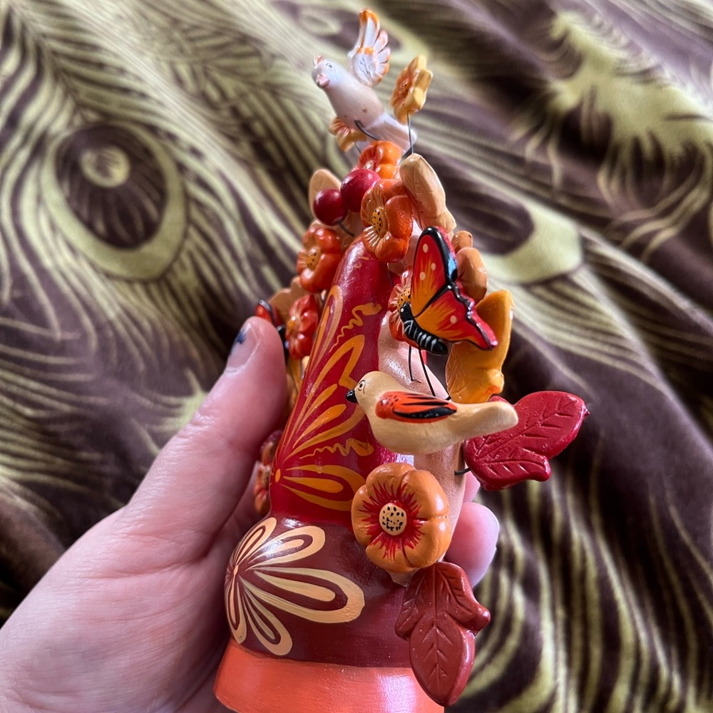 South American Peruvian Handmade Tree of Life Ceramic Painted Sculpture - Picture 8 of 10